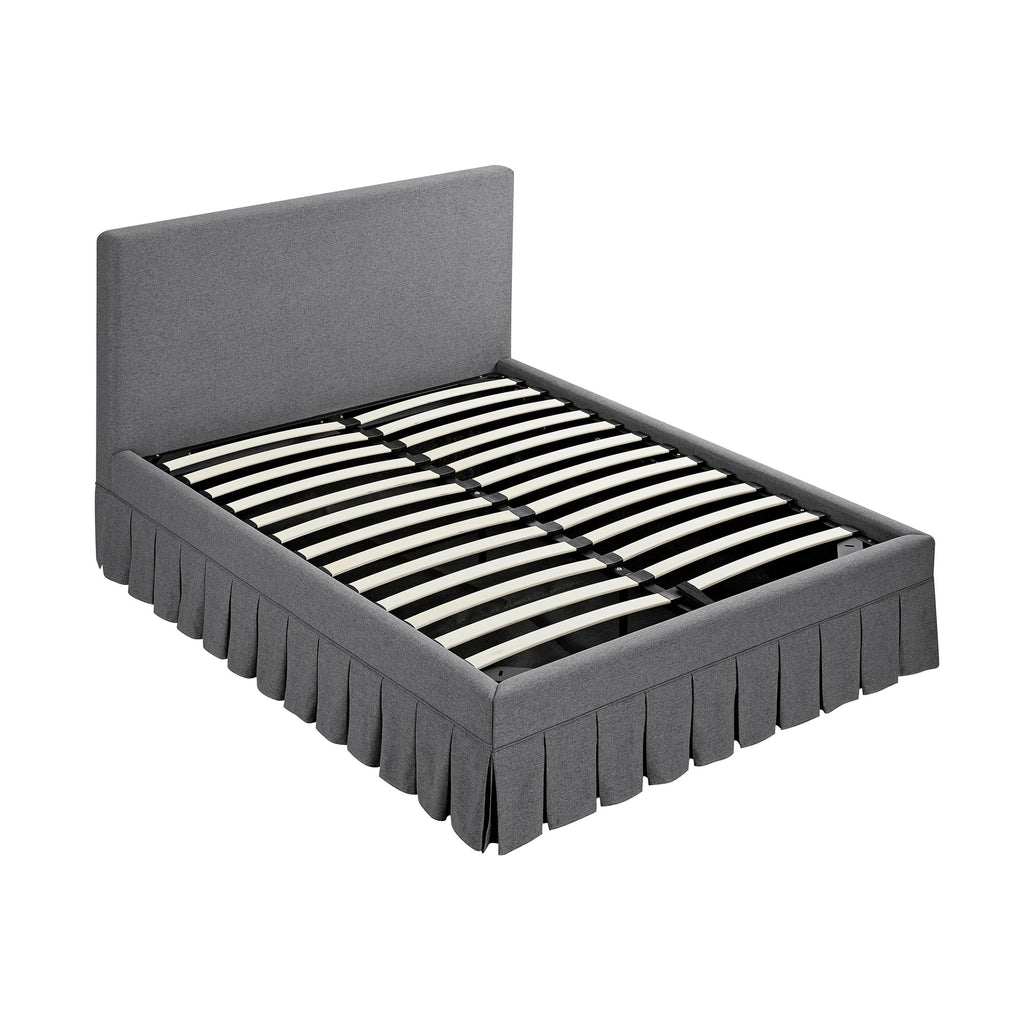 Egerton Box-Pleat Ottoman Storage Bed, Charcoal Brushed Fabric