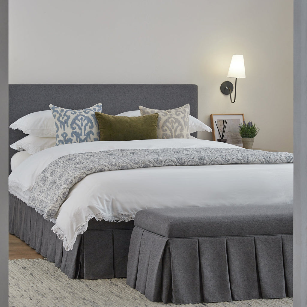 Egerton Box-Pleat Ottoman Storage Bed, Charcoal Brushed Fabric