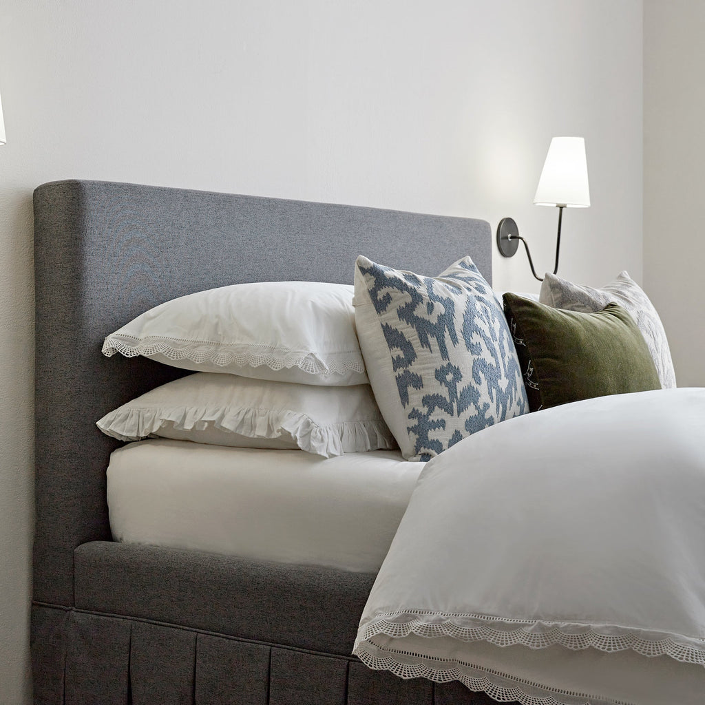 Egerton Box-Pleat Ottoman Storage Bed, Charcoal Brushed Fabric