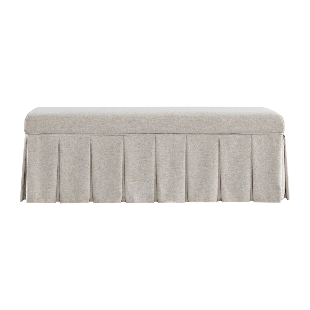 Egerton Box-Pleat Storage Bench, Oatmeal Brushed Fabric
