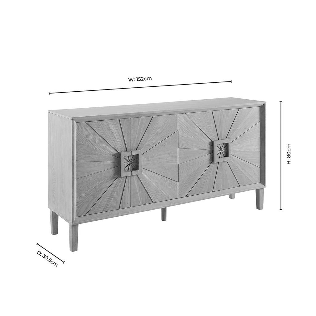 Amaya Ash 4 Door Sideboard - Light Wood