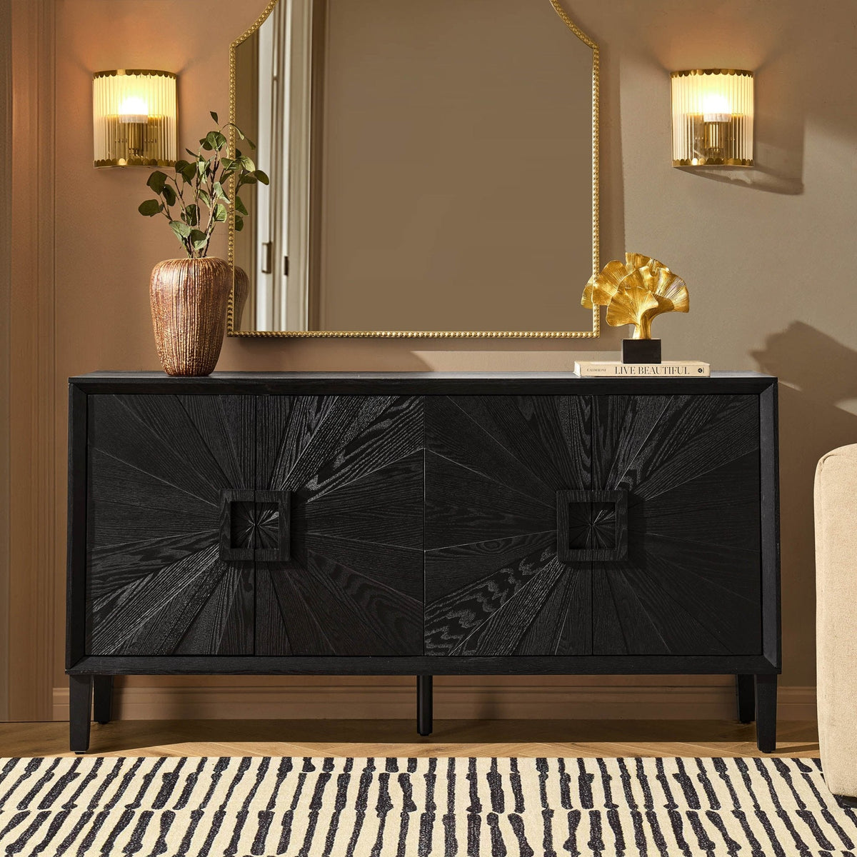 Amaya Ash 4 Door Sideboard - Black