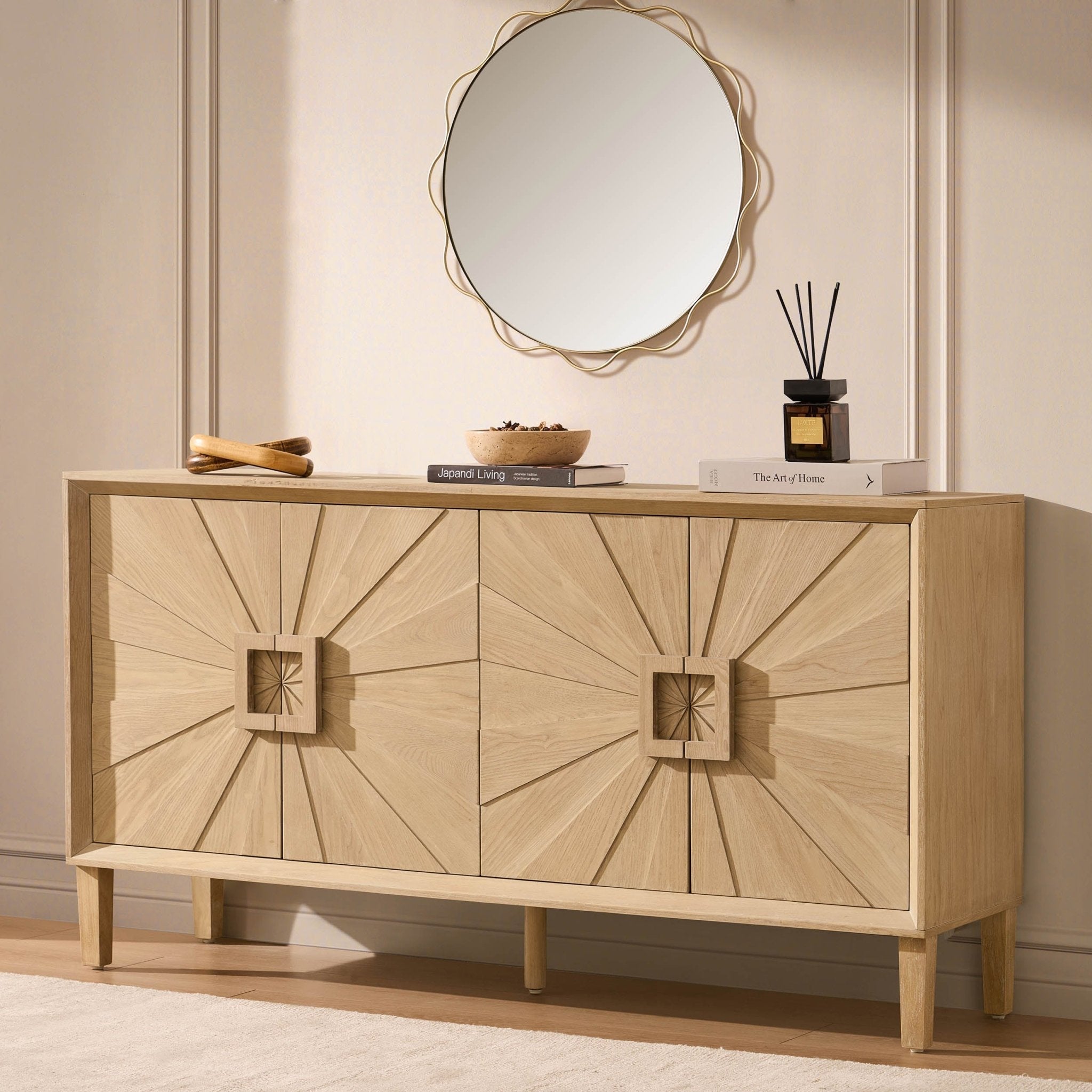 Amaya Ash 4 Door Sideboard - Light Wood