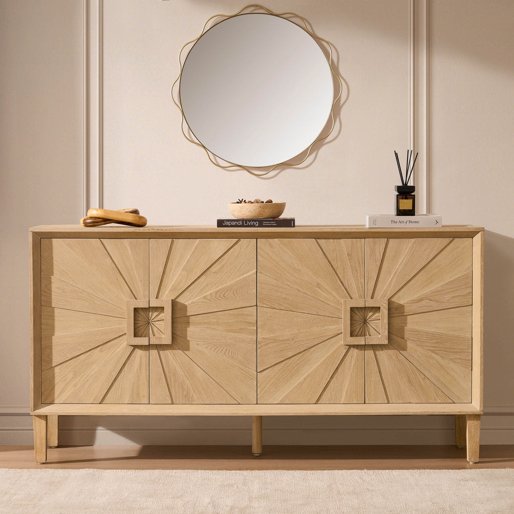 Amaya Ash 4 Door Sideboard - Light Wood