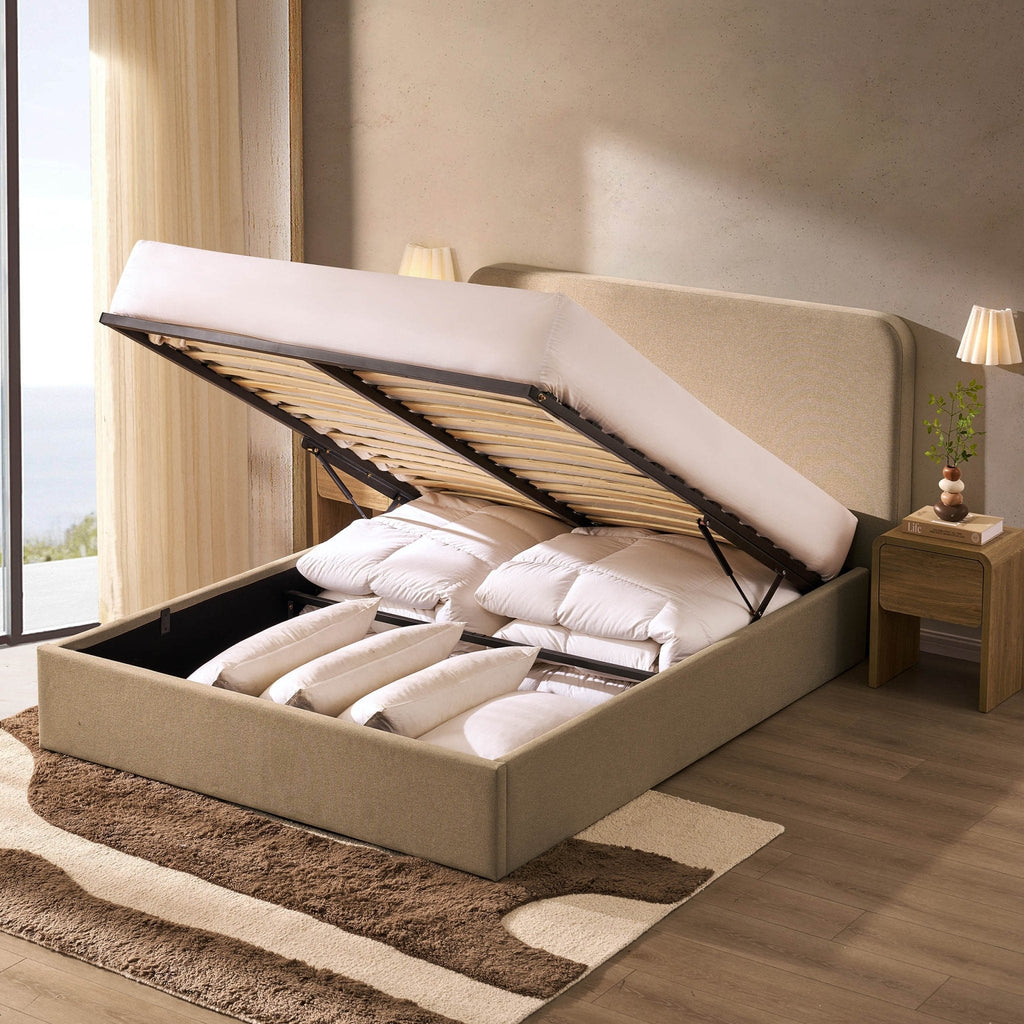 Ascot Ottoman Storage Bed - Oatmeal