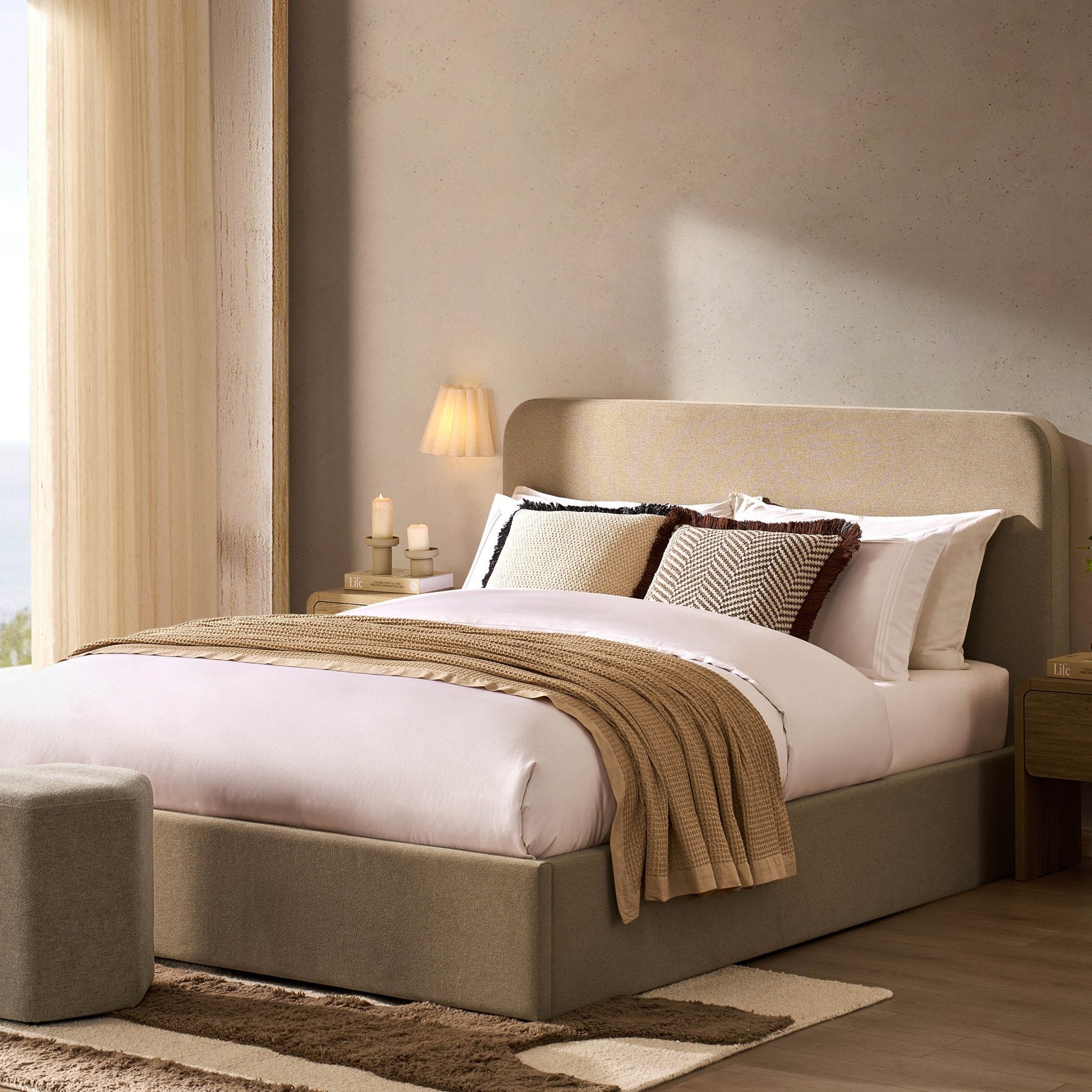 Ascot Ottoman Storage Bed - Oatmeal