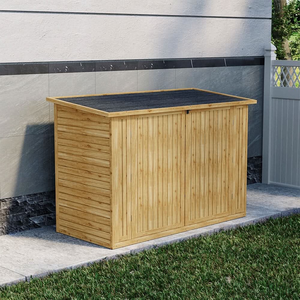 Wooden Bicycle Shed with Asphalt Roof and Steel Locking Door