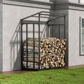Garden Metal Tube Firewood Rack with PE Cover Roof