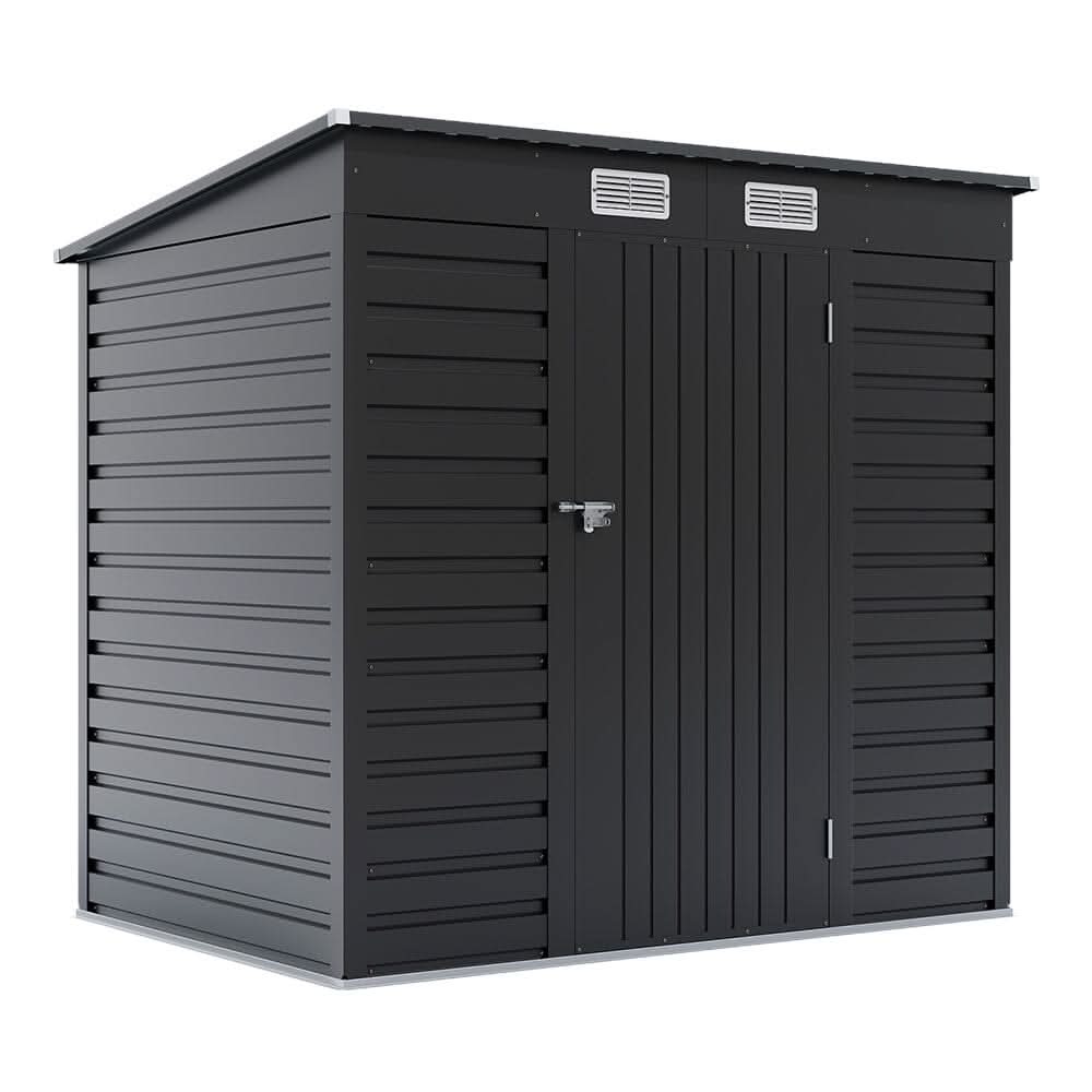 6×4ft Galvanized Steel Outdoor Garden Storage Shed