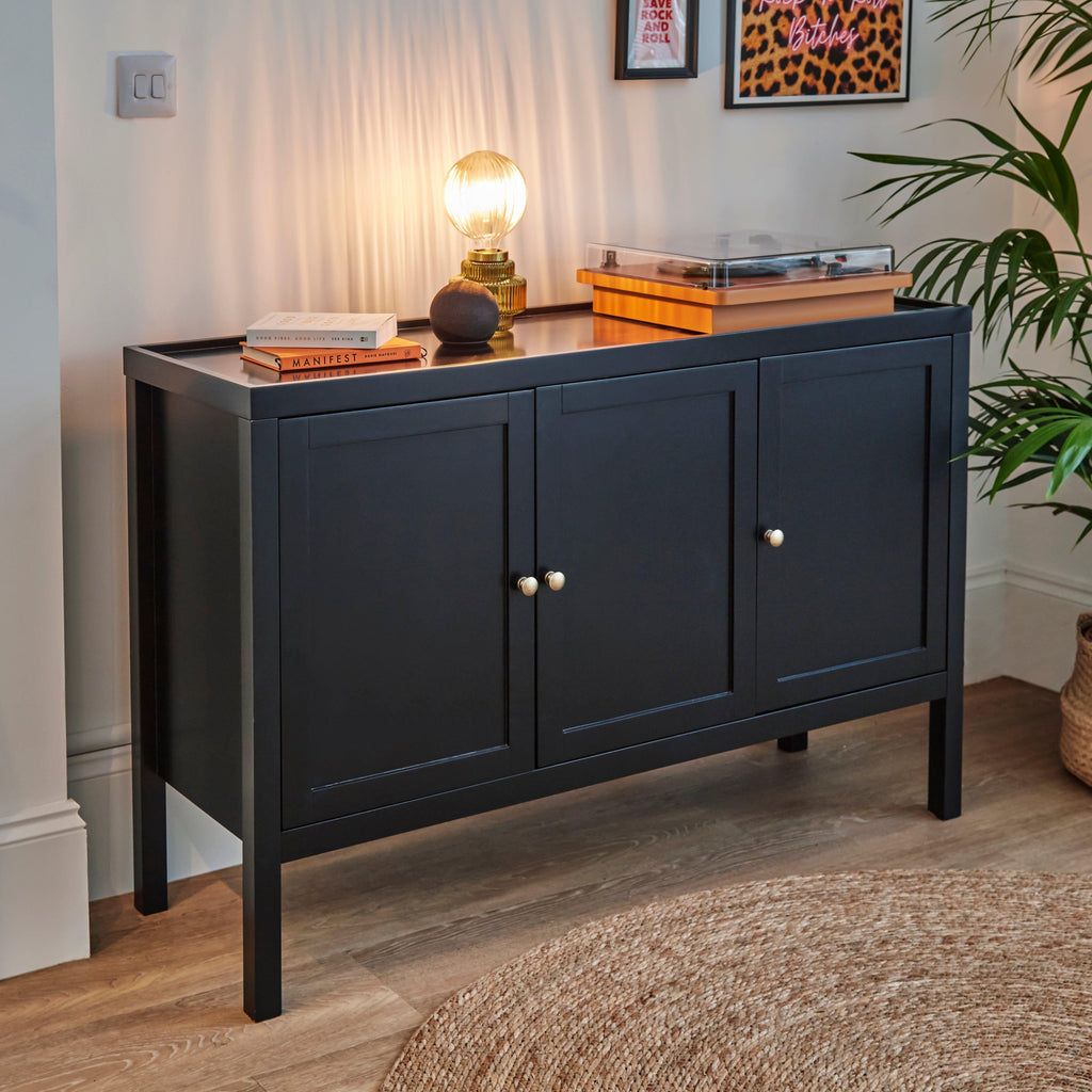 Charlie 3 Door Large Sideboard - Noir Black
