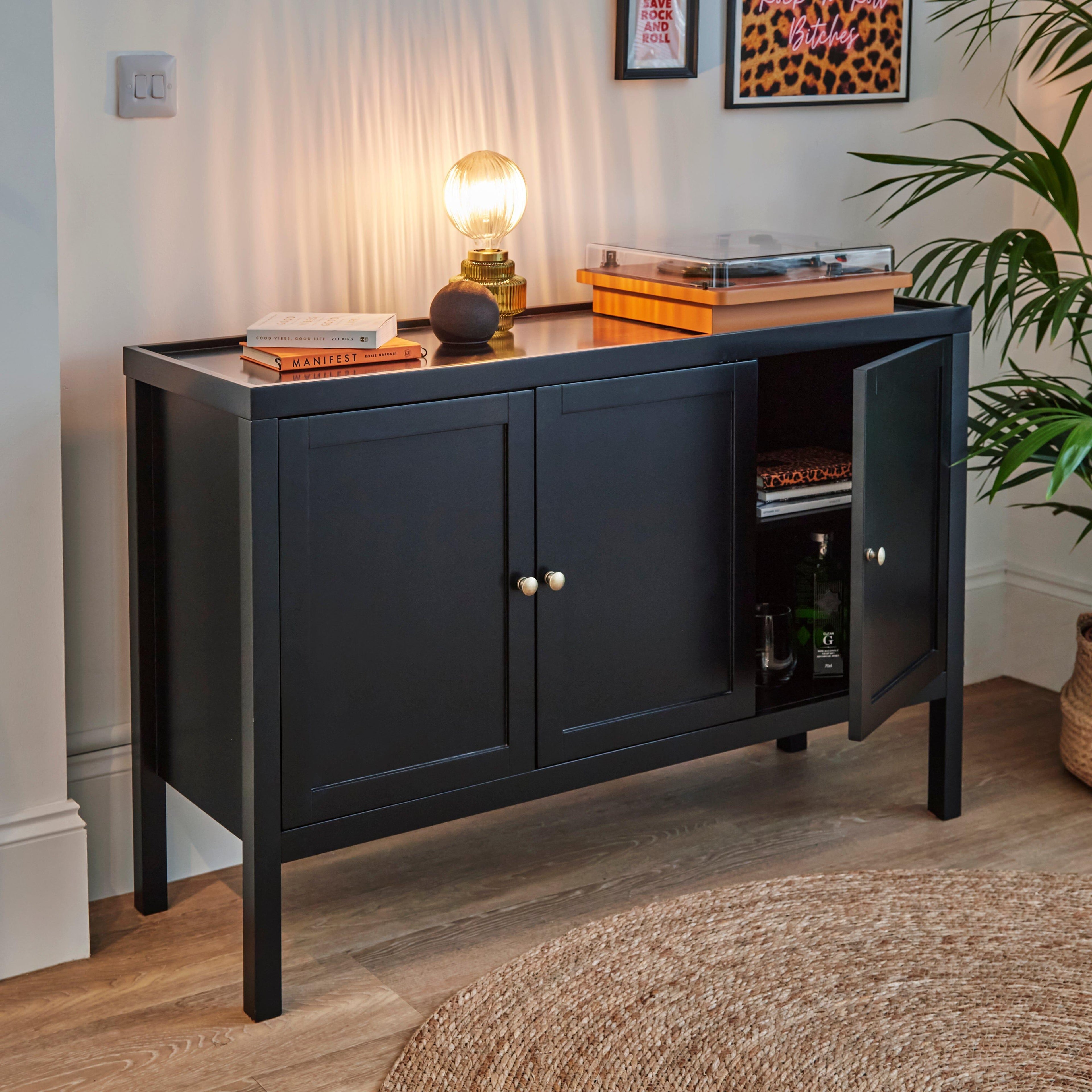 Charlie 3 Door Large Sideboard - Noir Black
