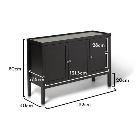 Charlie 3 Door Large Sideboard - Noir Black