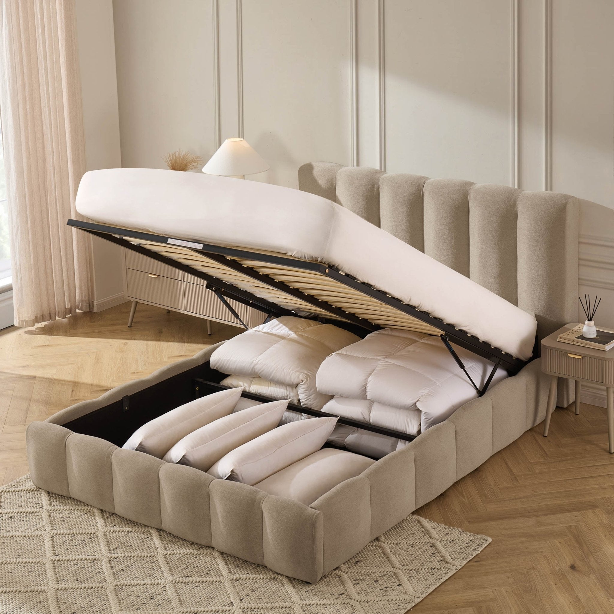 Cheshire Ottoman Storage Bed - Chenille Oatmeal