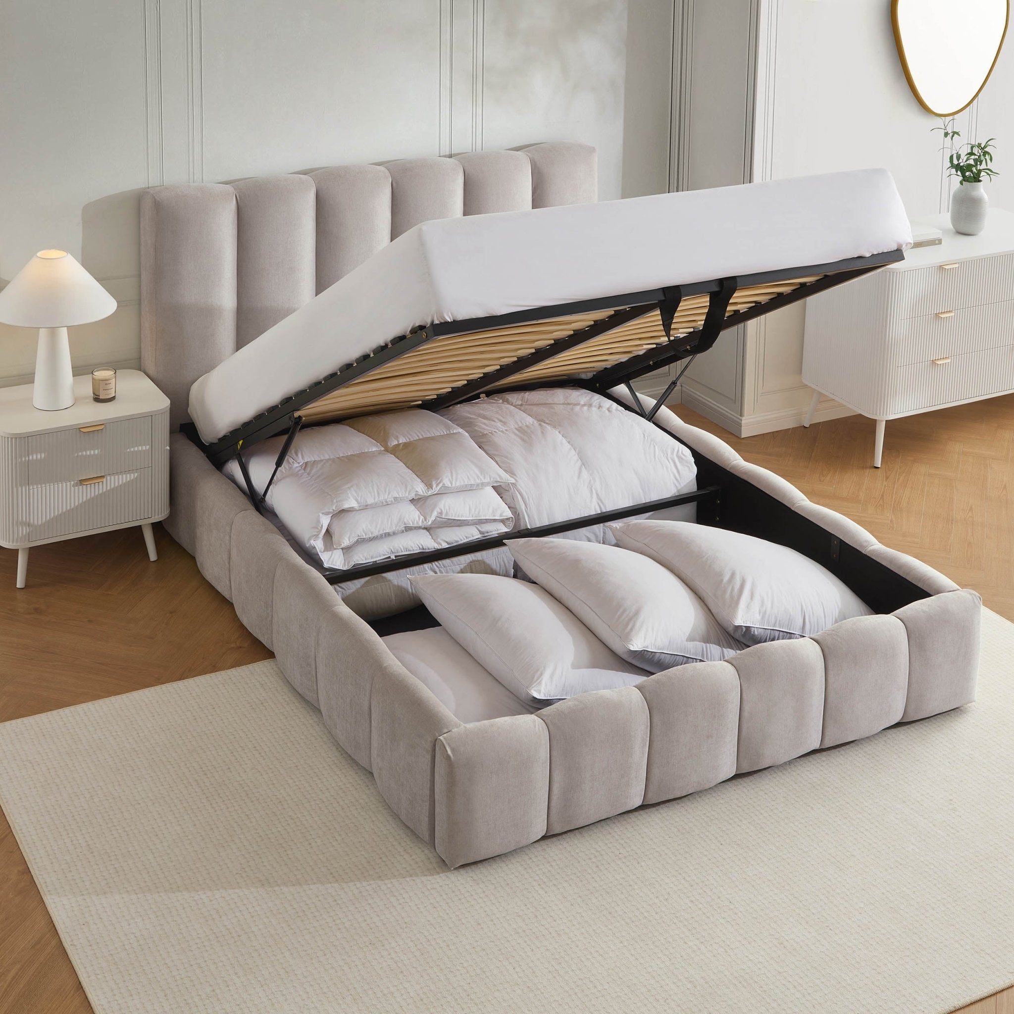 Cheshire Ottoman Storage Bed - Light Grey