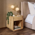 Cleo Acacia Wood 1 Drawer Bedside Table - Light Wood