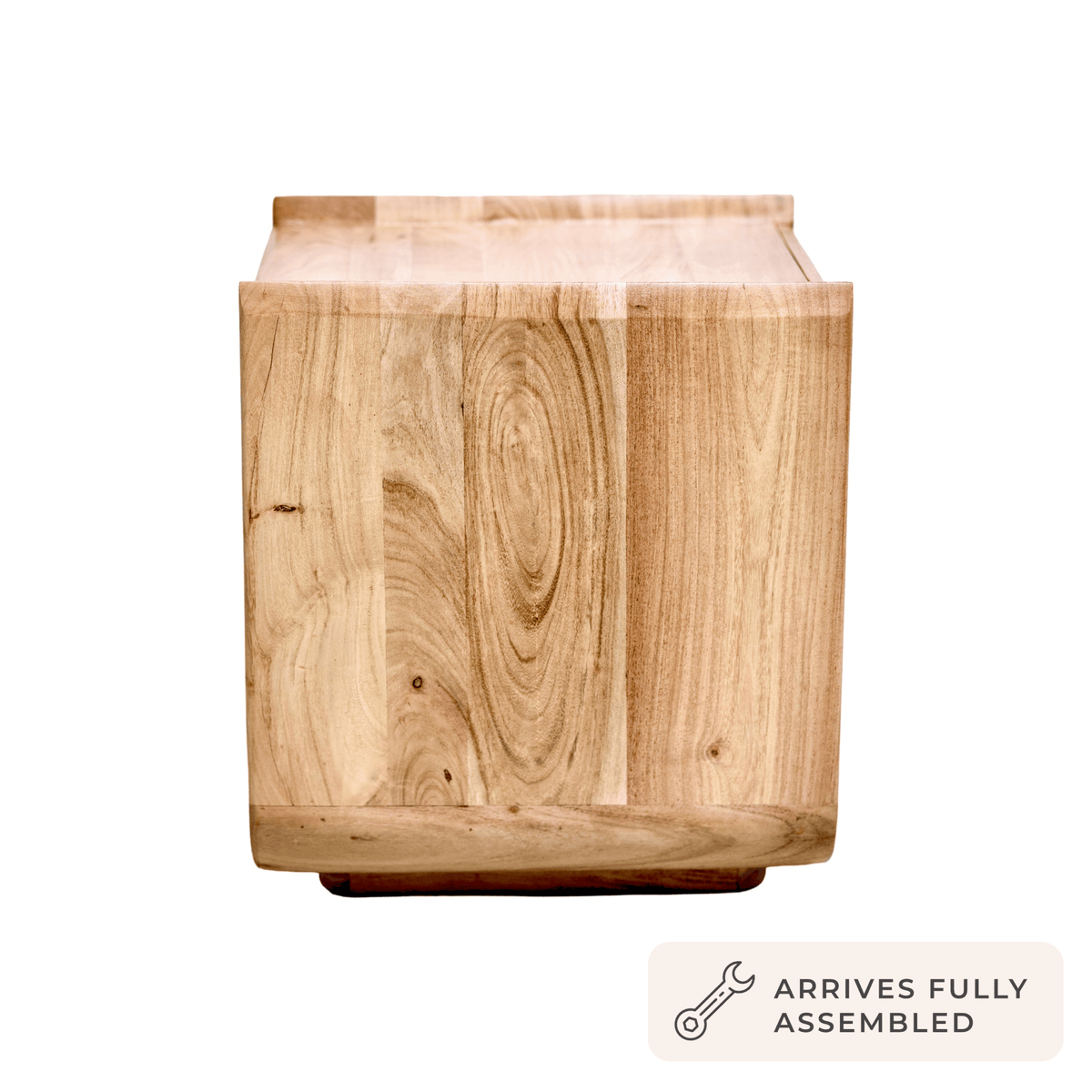 Cleo Acacia Wood 1 Drawer Bedside Table - Light Wood
