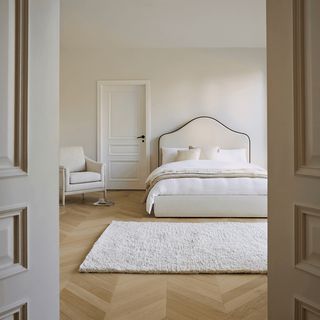 Odette King Size Ottoman Bed - Ivory - Jet Black Piping