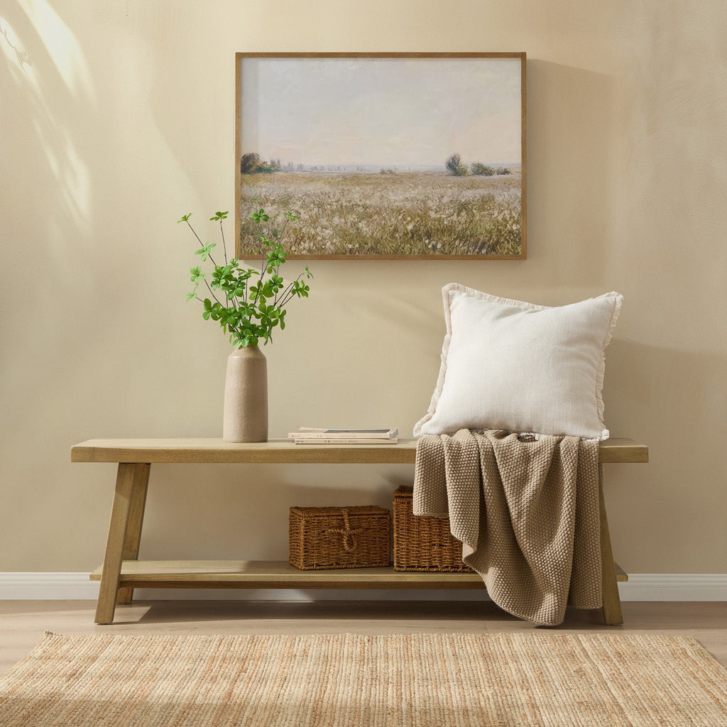 Eliza Wooden Shelf Bench - Light Wood