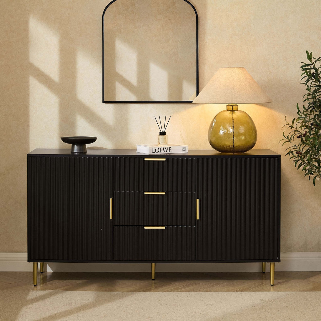 Evie 2 Door Sideboard with Drawers - Black