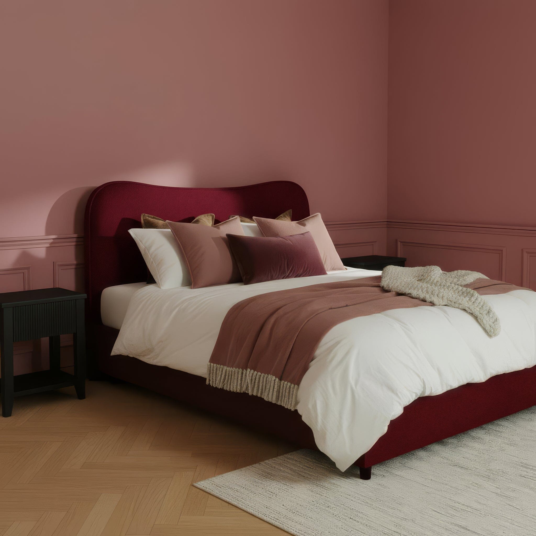 Finola Double Ottoman Bed - Burgundy Red