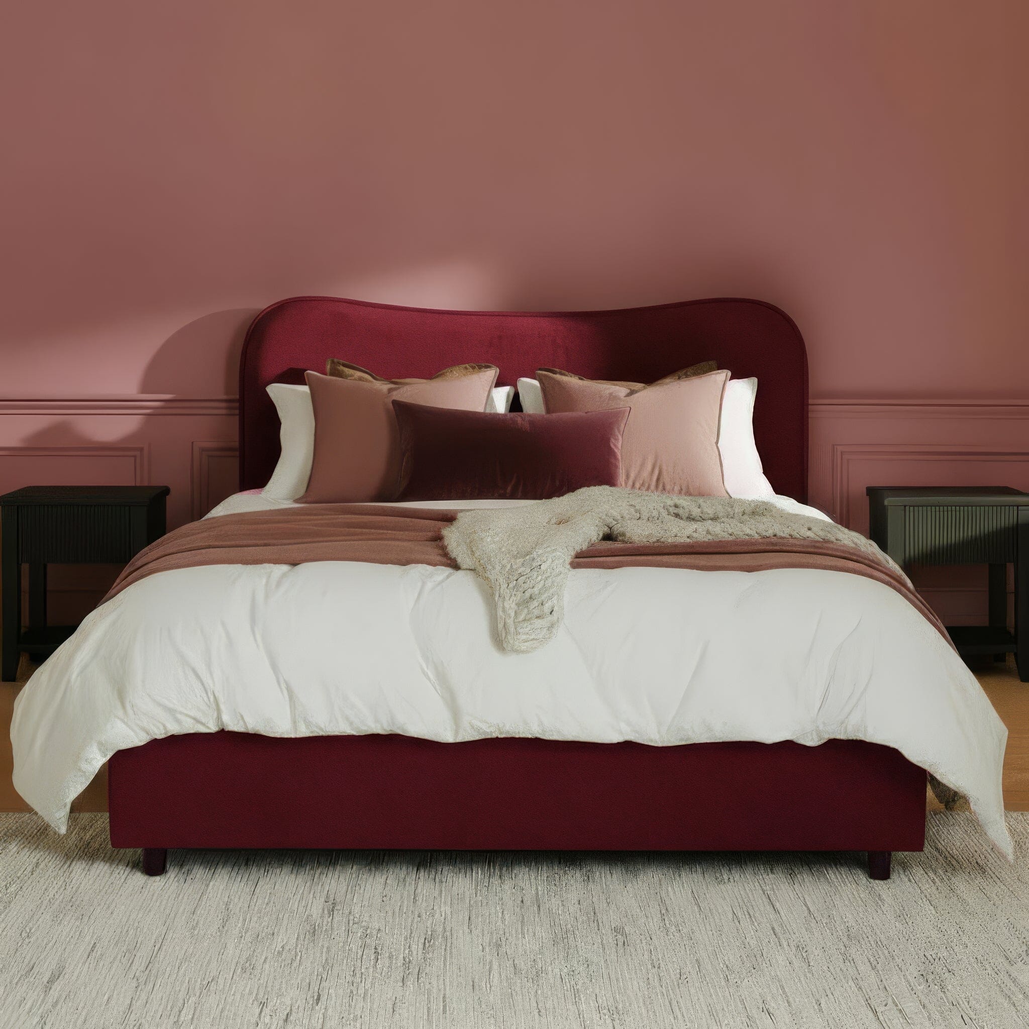 Finola King Ottoman Bed - Burgundy Red
