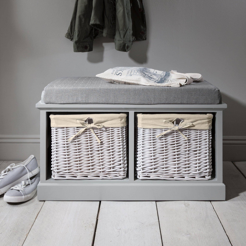 Fyfield 2 Seater Hallway Storage Bench with Storage - Grey