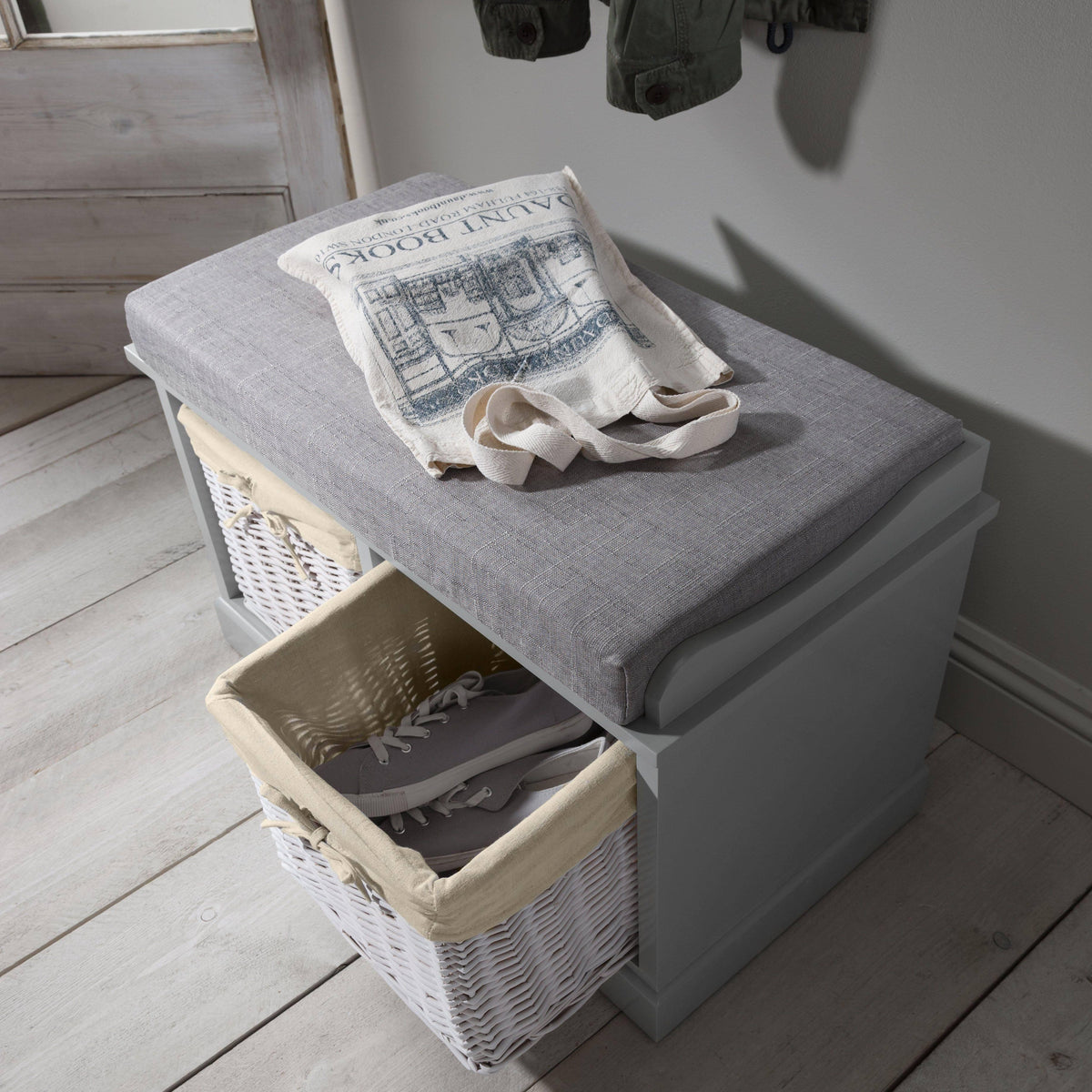 Fyfield 2 Seater Hallway Storage Bench with Storage - Grey
