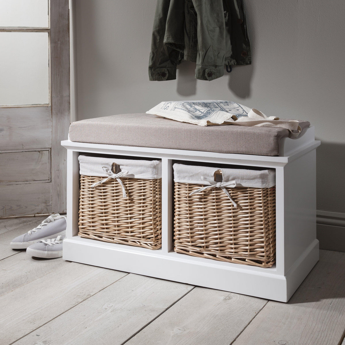 Fyfield 2 Seater Hallway Storage Bench with Storage - White
