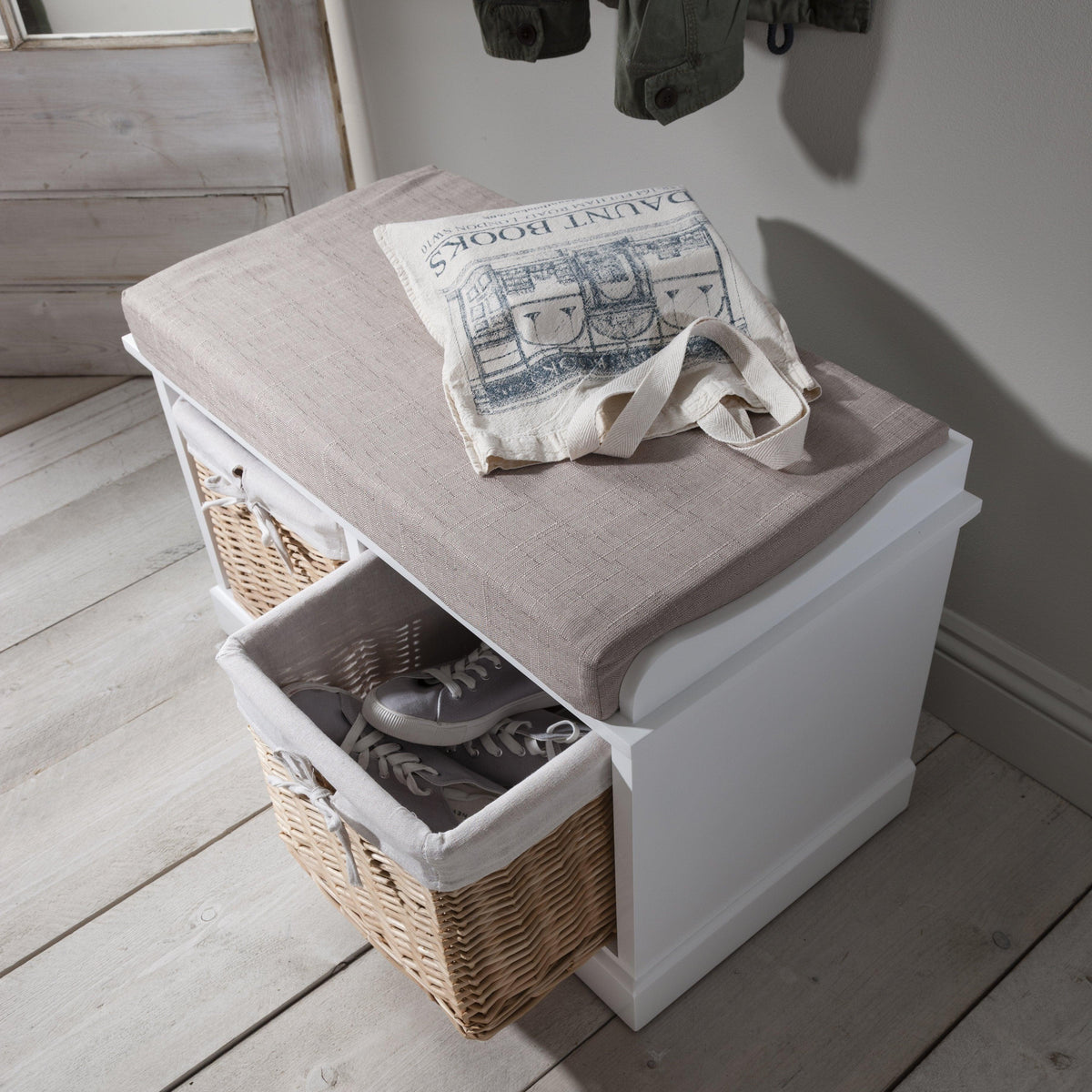 Fyfield 2 Seater Hallway Storage Bench with Storage - White