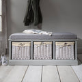 Fyfield 3 Seater Hallway Storage Bench with Storage - Grey