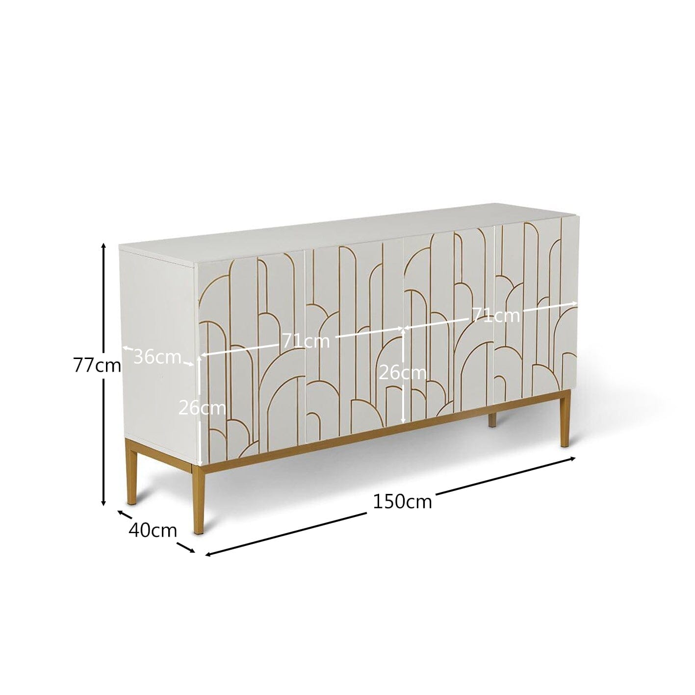 Gatsby Large 4 Door Sideboard - Snow White