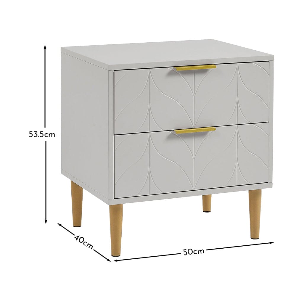 Gloria Bedside Tables - Set of 2 - Grey & Brass Effect