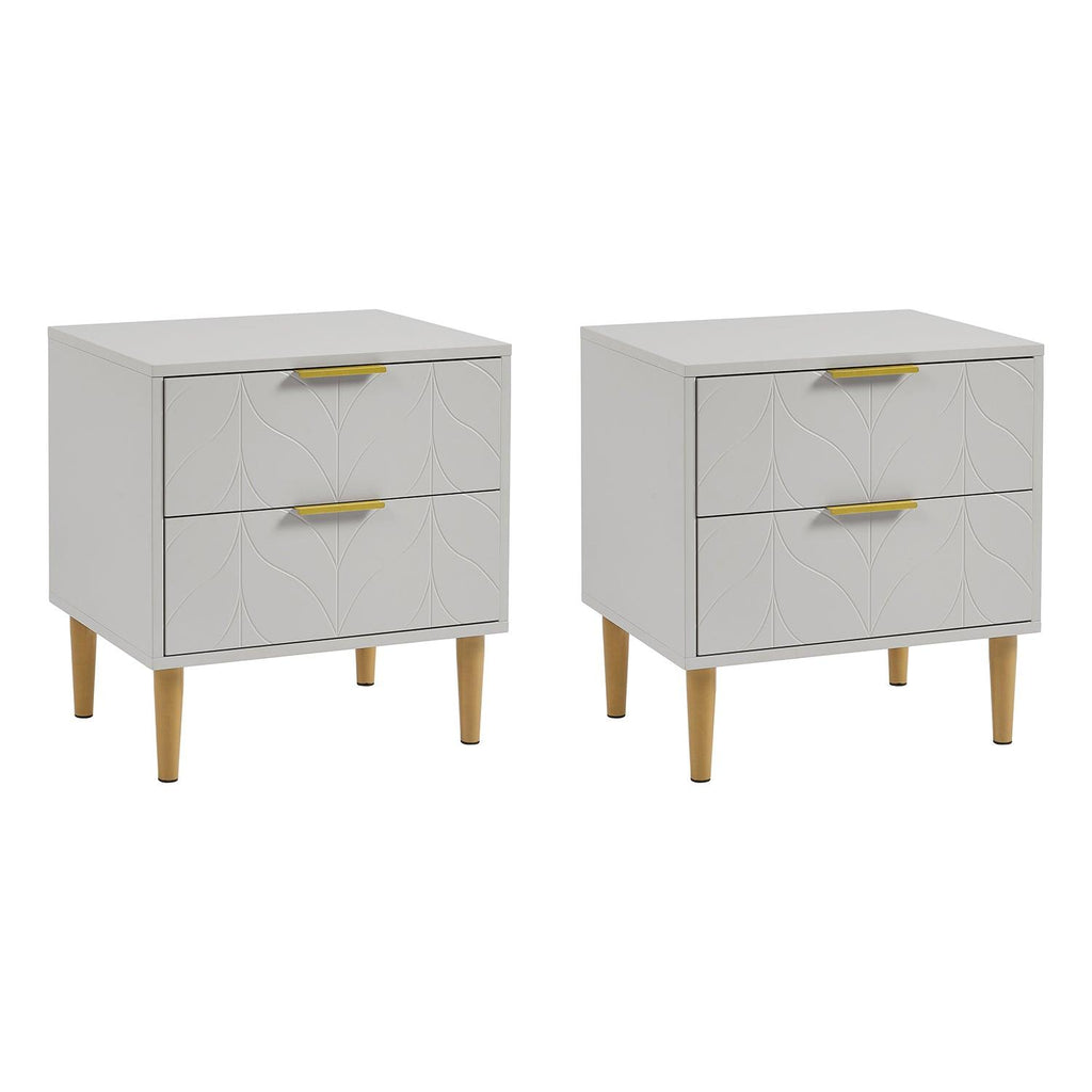Gloria Bedside Tables - Set of 2 - Grey & Brass Effect