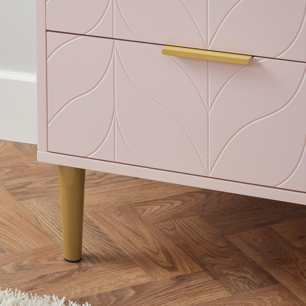 Gloria Bedside Tables - Set of 2 - Blush Pink & Brass Effect