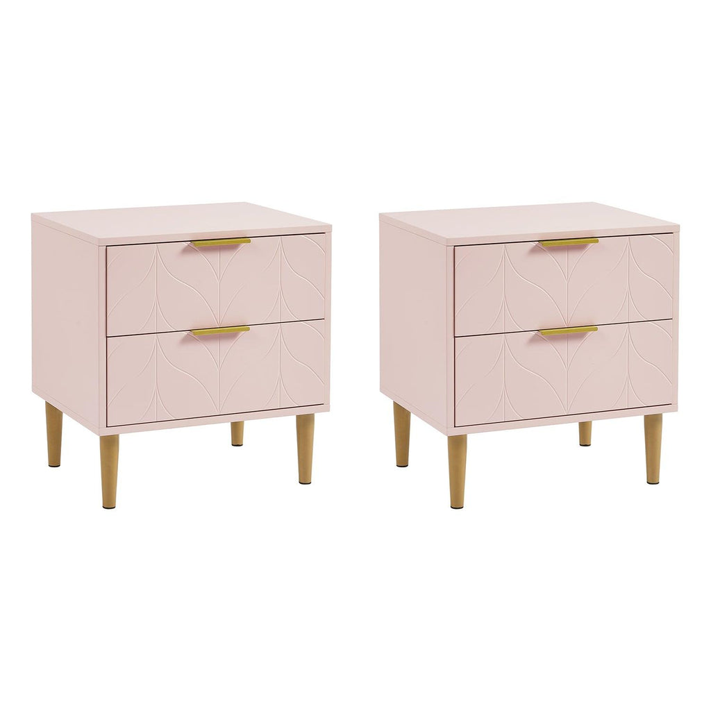 Gloria Bedside Tables - Set of 2 - Blush Pink & Brass Effect