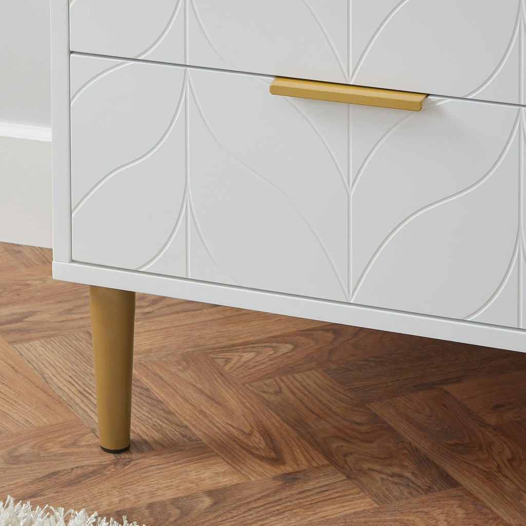 Gloria Bedside Tables - Set of 2 - White & Brass Effect