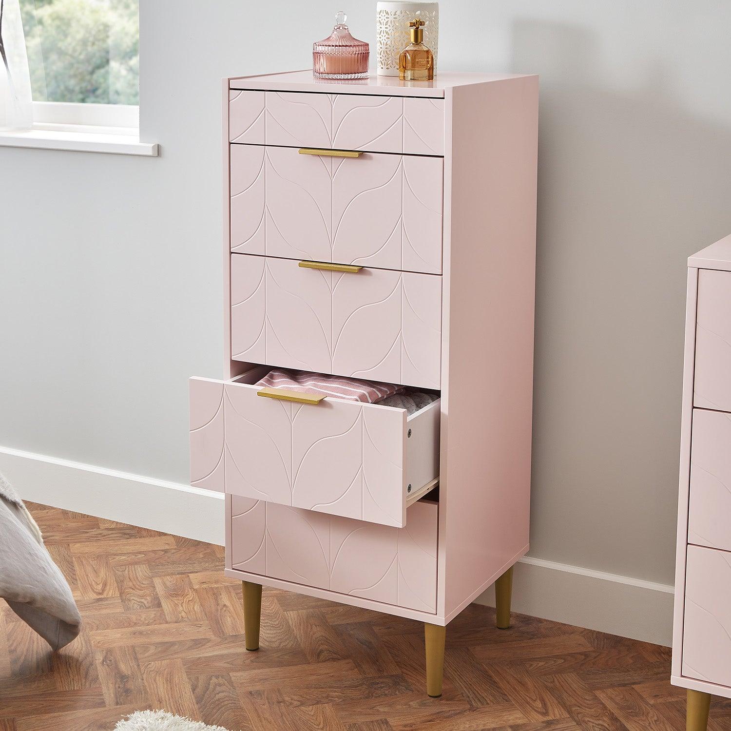 Gloria Tallboy - Blush Pink & Brass Effect