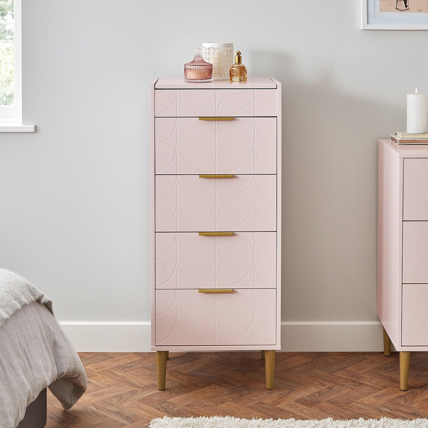 Gloria Tallboy - Blush Pink & Brass Effect
