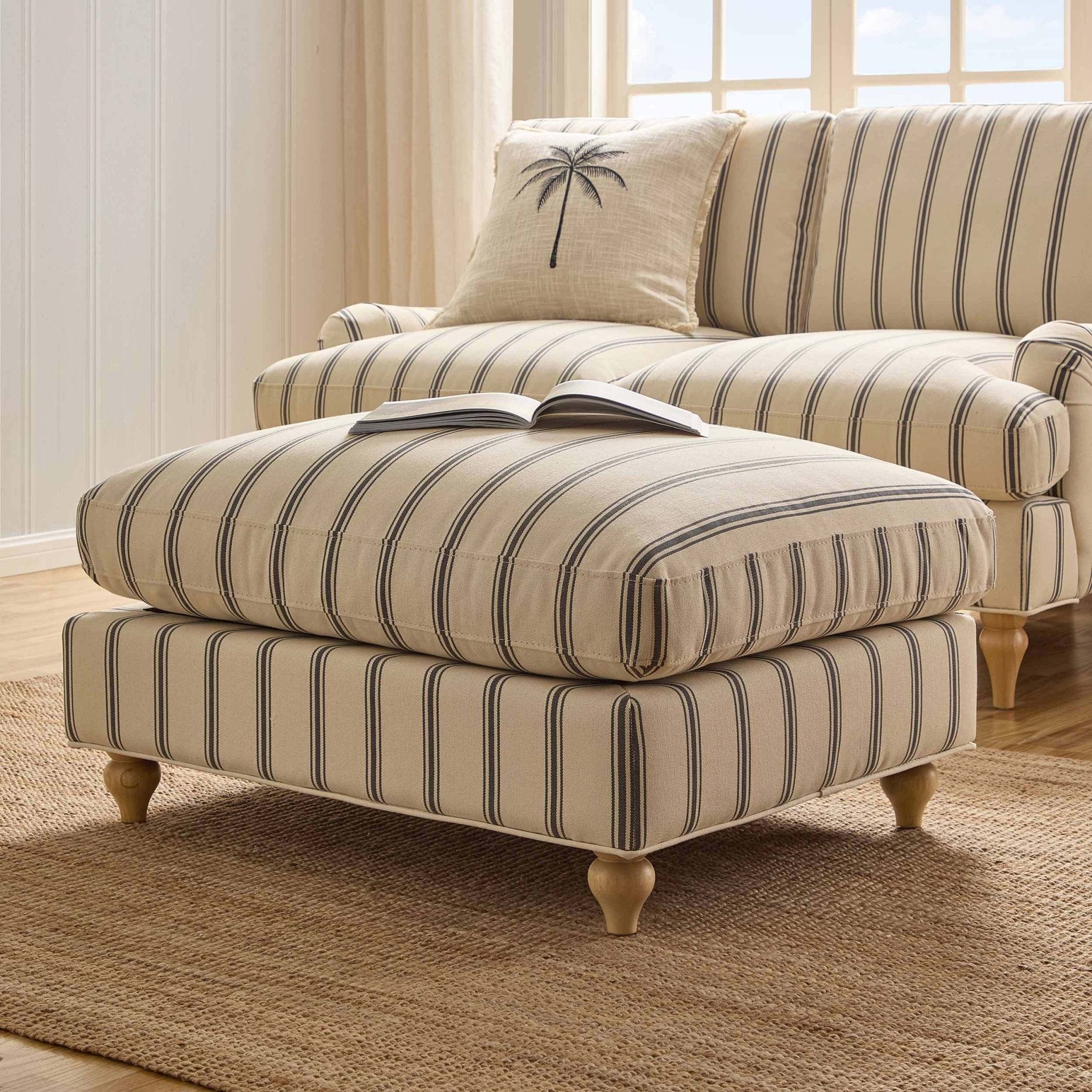 Hampshire Pouffe - Blue Stripe