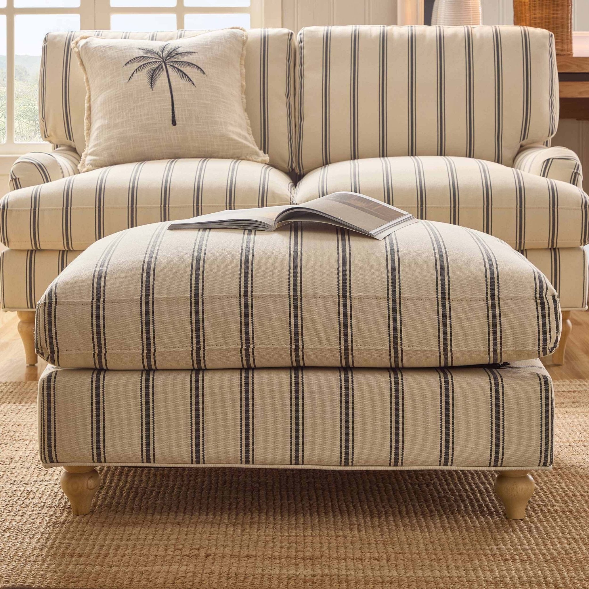 Hampshire Pouffe - Blue Stripe