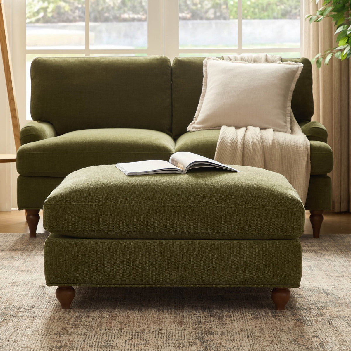 Hampshire Pouffe - Chenille Olive