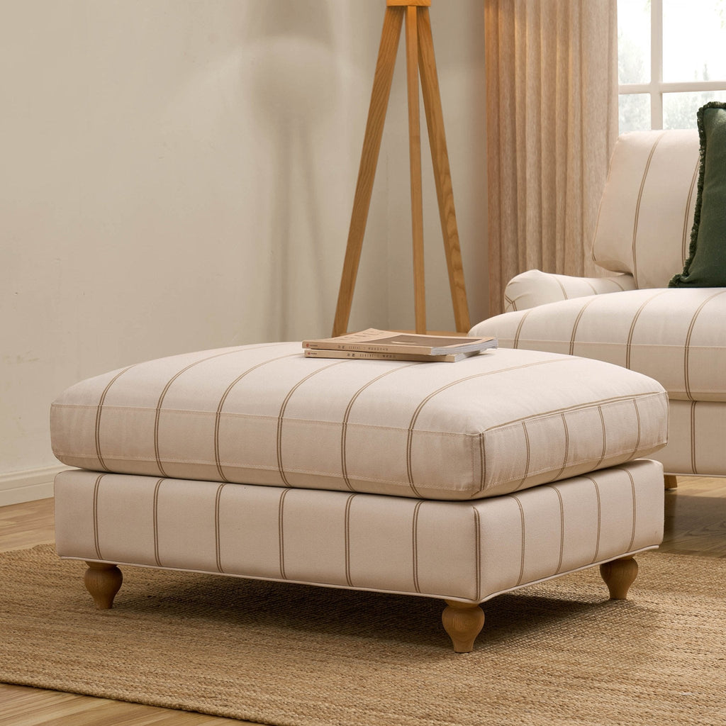 Hampshire Pouffe - Thin Natural Stripe