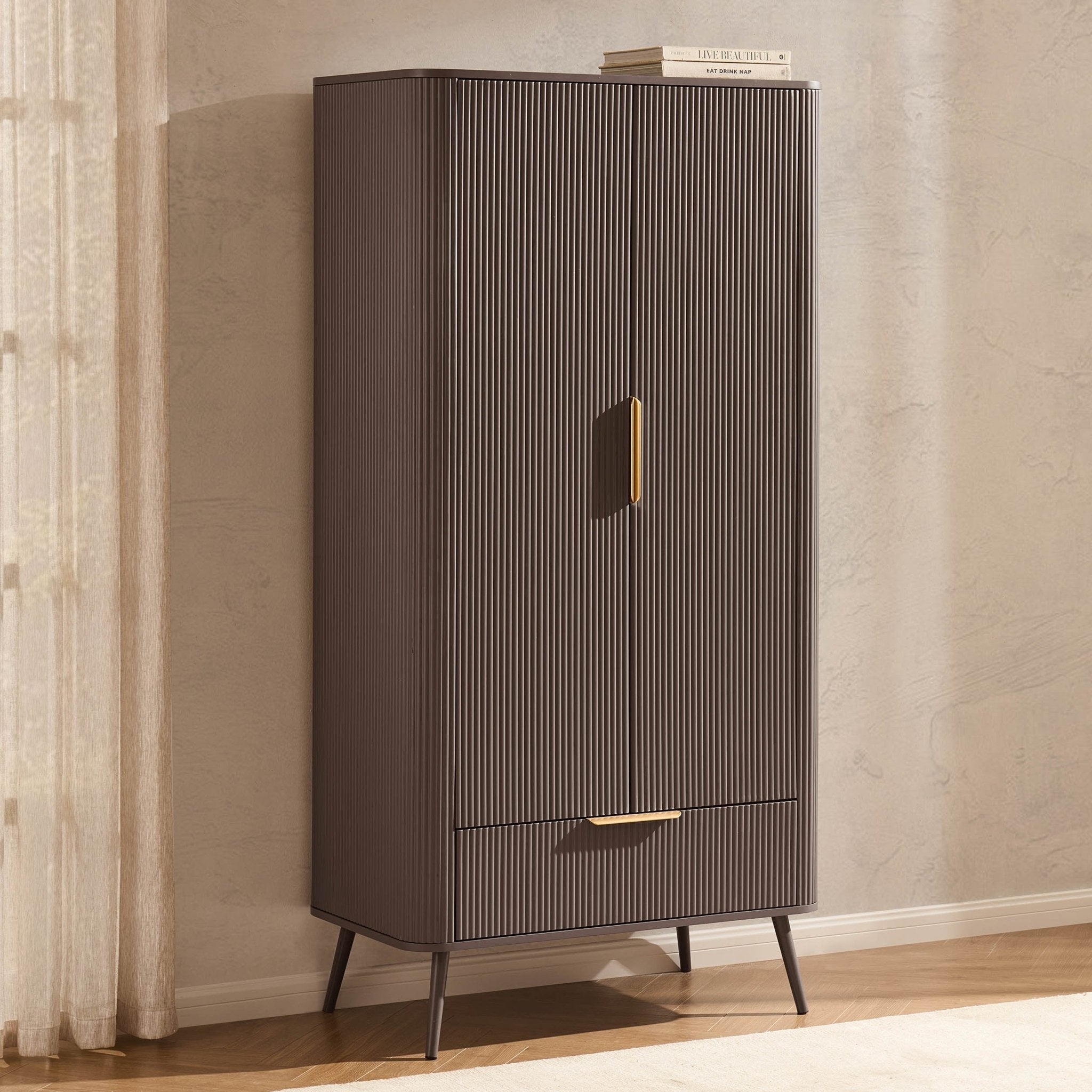 Hattie 2 Door Wardrobe with Drawer - Mocha