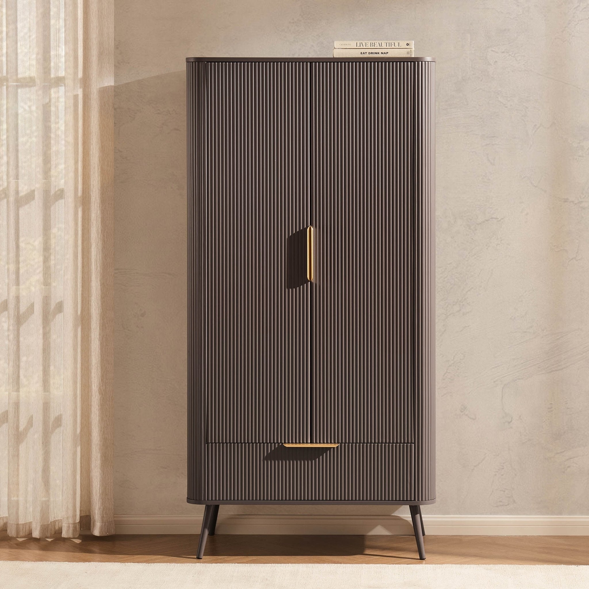 Hattie 2 Door Wardrobe with Drawer - Mocha