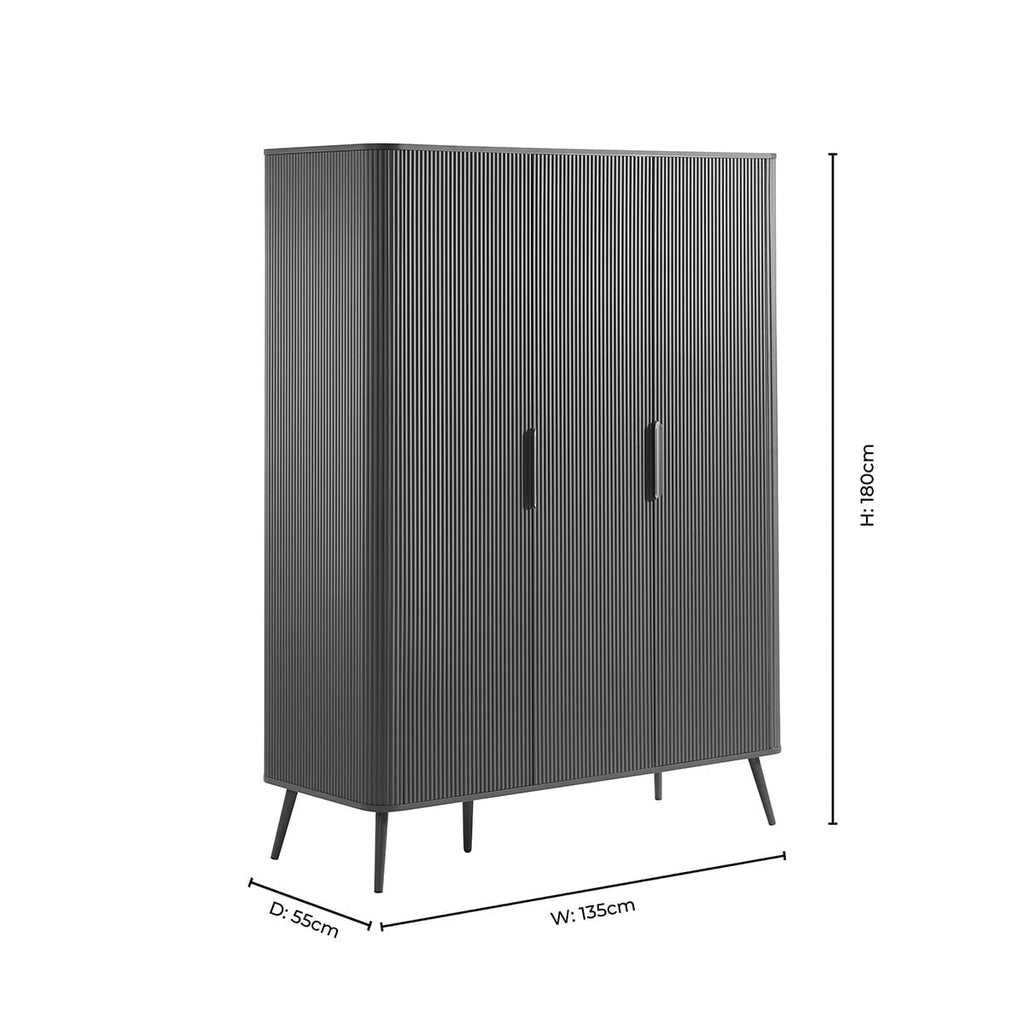 Hattie 3 Door Wardrobe - Walnut