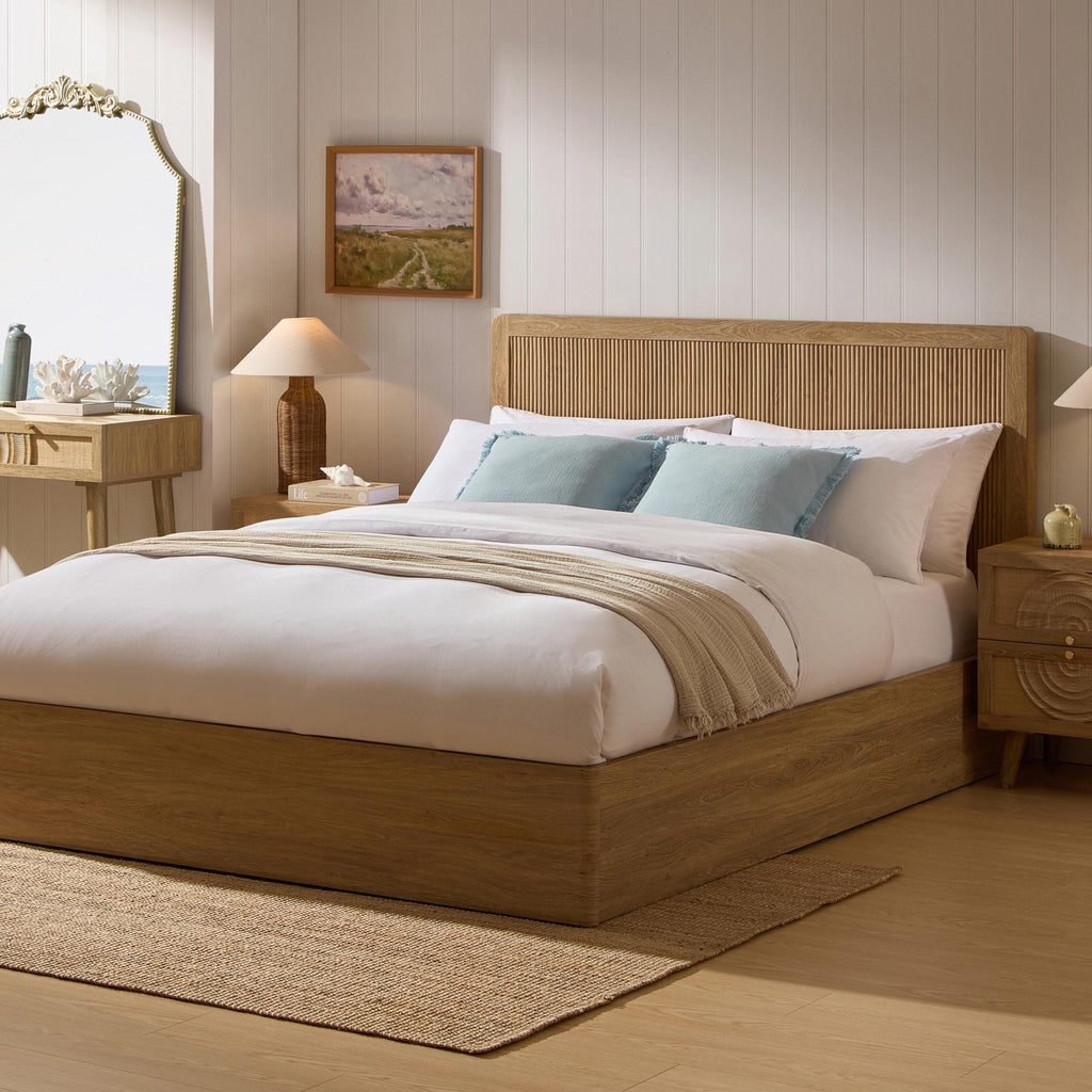 Hattie Ottoman Storage Bed - Light Wood