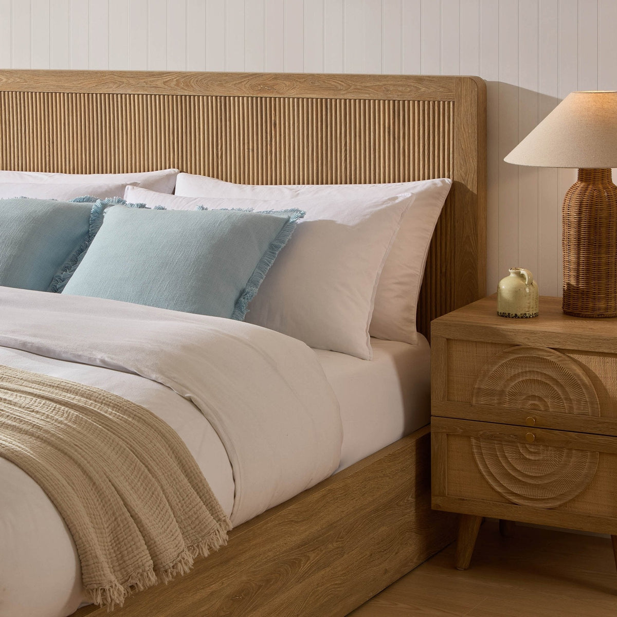 Hattie Ottoman Storage Bed - Light Wood