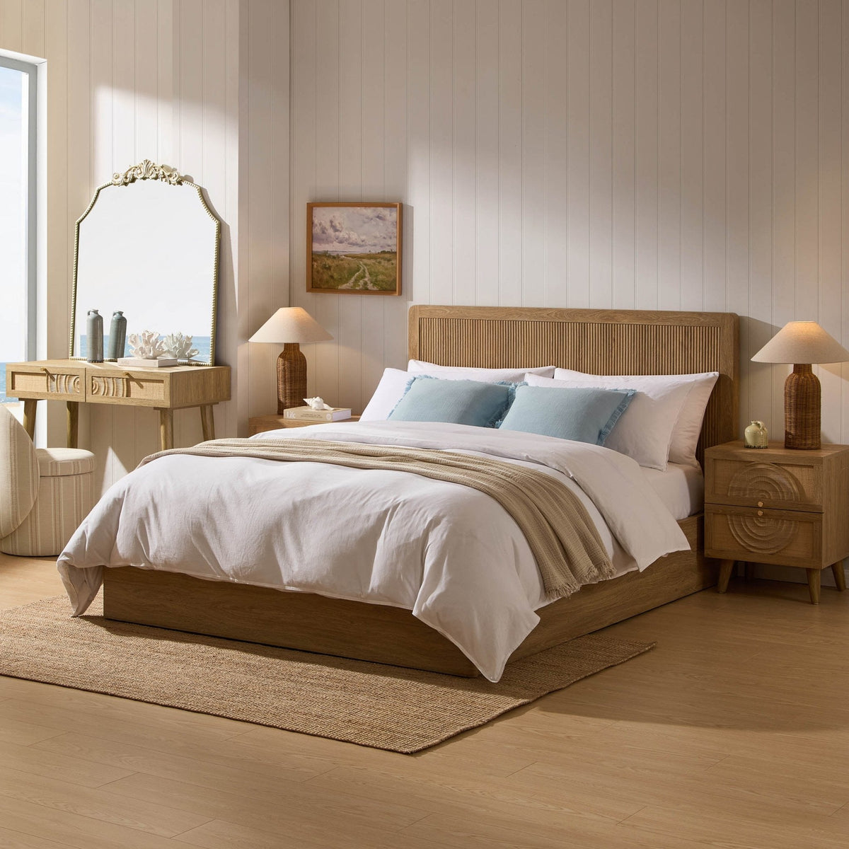 Hattie Ottoman Storage Bed - Light Wood