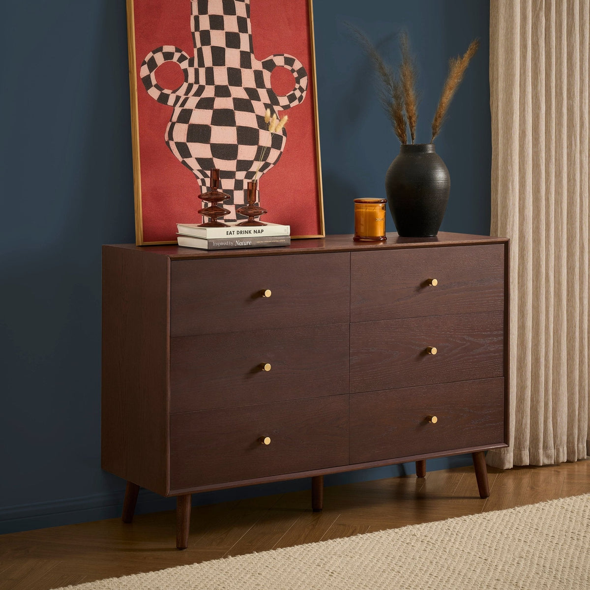 Heidi Oak 6 Drawer Chest - Walnut