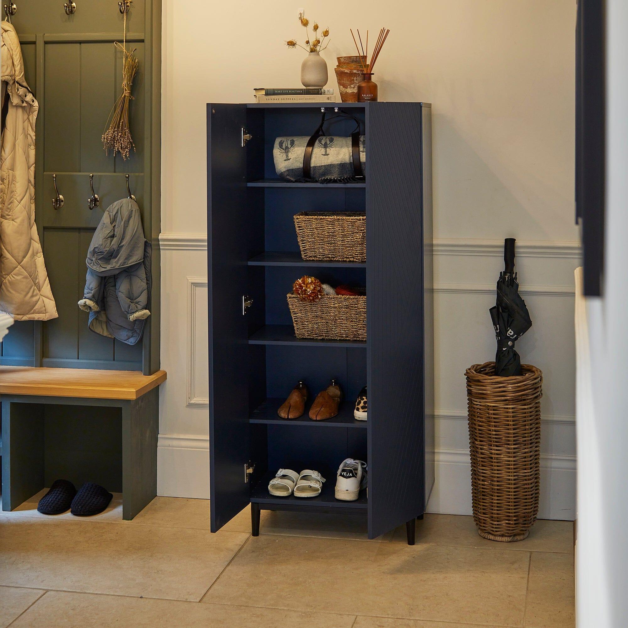 Jack Geometric Large Shoe Cabinet - 2 Door - Blue